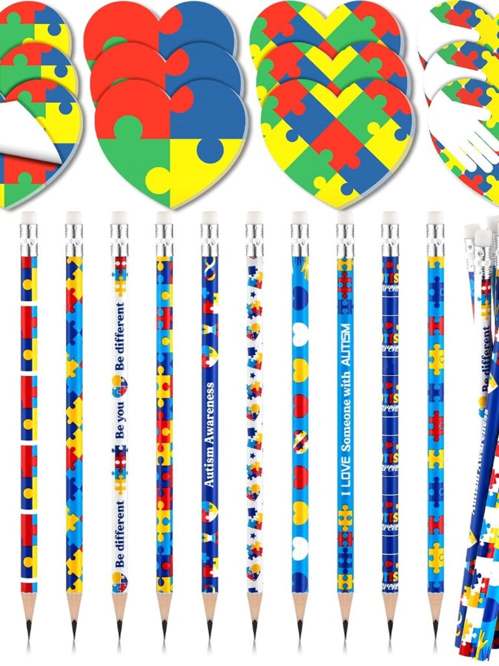 24 Pcs Autism Awareness Pencils and Sticky Note Pads Autism Awareness Theme Gift